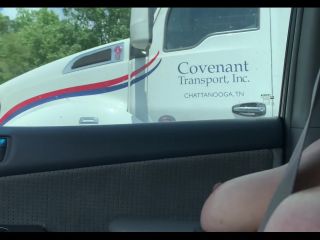 Hairy wife flashing truck drivers - Pussy-6