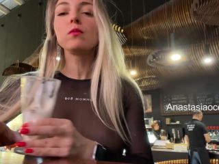 Anastasia Ocean - Public - Sexy Blonde Flashes Her Big Natural Tits In a Crowded Cafe - Handpicked Jerk - Off - Tit tease-9