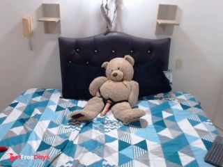 [GetFreeDays.com] Hot wife sucks his strap-on and fucks his teddy bear in her bedroom Sex Film May 2023-4