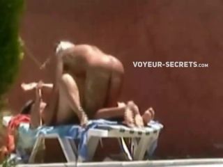 Horny couple fuck is spied by the  pool-0