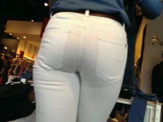 Store worker in tight white pants-8