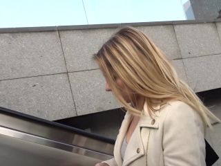 Gorgeous lady on the moving stairs-5