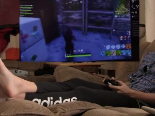 adult xxx clip 4 White girls feet , foot tease pov , gamer girl plays fortnite! barefoot joi, fetish play on solo female -5