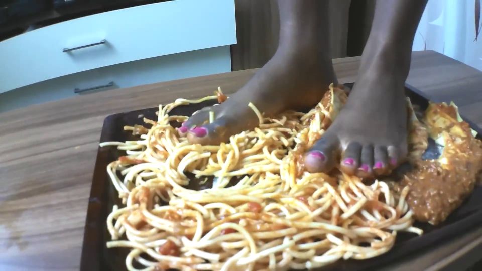 Italian Get His Food Spaghetti And Lasagne Of Black Ebony Feet