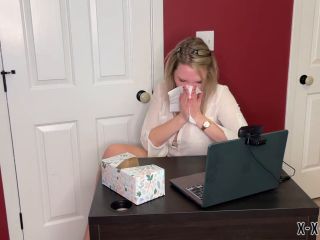 Hardcore porn blonde, librarian, mucophilia, noseblowing, nosepinching, secretary, sfw, sneezegoddess honking on a conference call Manyvids  SneezeGoddess -7