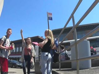 Popular blonde schoolgirl in sexy torn jeans Voyeur!-1