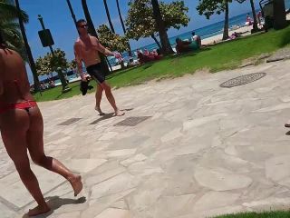 Sexy ass in swimsuit walks through street-9