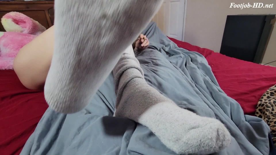 porn video 29 Your Teen Step-Sister Strokes Your Cock With Sexy Socked Feet, first time foot fetish on feet porn 