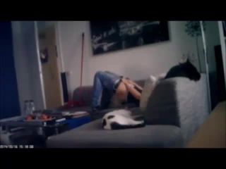 Horny girl masturbating till orgasm on the couch. hidden cam-5