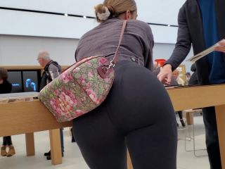 Impressive bubble butt bends over the desk Voyeur-7