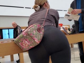 Impressive bubble butt bends over the desk Voyeur-8