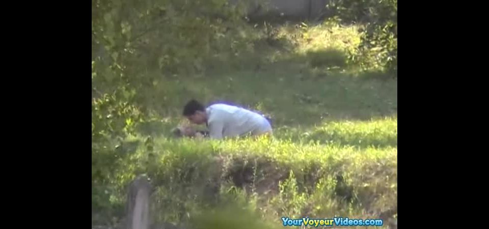 Teen couple fucking missionary style in  park