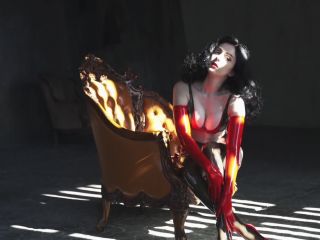 adult clip 18 femdom empire chastity fetish porn | Miss Ellie Mouse – Hot Brunette in Red Latex on the Chair | lace/lingerie-3