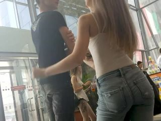 Skinny black girl and white teen at mall International!-9