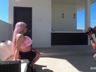 Pink hair skinny latina teen penny unicorn seduce to old young....-1