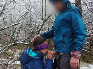 Public Blowjob And Cum Swallow Near The Mountain River-3