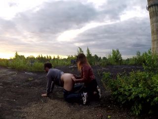 [Amateur] Public pegging on the roof of the boiler building.Using cum lube-3