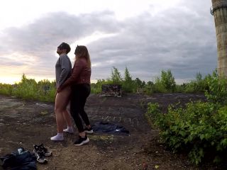 [Amateur] Public pegging on the roof of the boiler building.Using cum lube-9