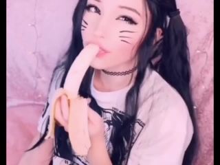 Belle delphine banana deepthroat and slimy mouth!-6