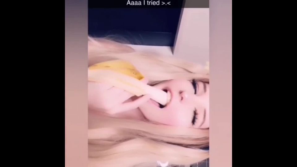 Belle delphine banana deepthroat and slimy mouth!