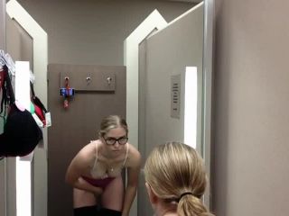 Cute horny amateur blonde glasses girl fingering pussy till orgasm in the fitting room-5