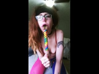 Clowny Slut In Nylons Blows Huge Lollipop-1