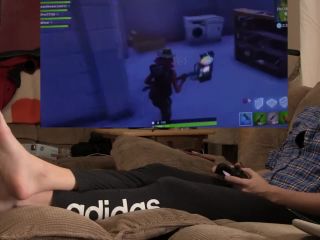 online clip 3 White girls feet | foot tease pov | gamer girl plays fortnite! barefoot joi - legs - feet porn cory chase foot fetish-4