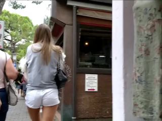 White shorts far up her little ass crack-0