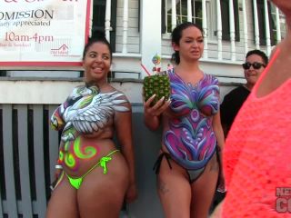 Nude Girls With Only Body Paint Out In Public On The Streets Of Fantasy Fest 2018 Key West Florida BBW!-2