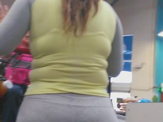 Chubby girl got huge butt in grey tights-9