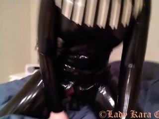 online clip 49 Lady Kara – Playing with a Dildo Wearing My Black Latex Catsuit, eva notty femdom on toys -4