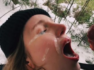 RedFox XXX - Blowjob Outdoors In Winter Pussy Cute Teen Fucked In The Forest Red Fox  on pov blowjob cum swap-6