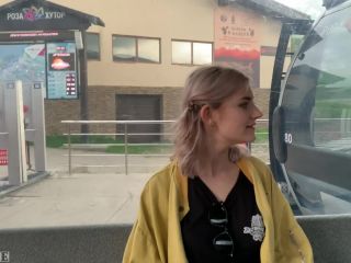 Teen swallows loads of cum on a cable car - public blowjob by Eva Elfi ...-1
