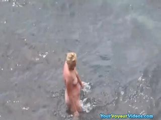 Nudist bathing sea water and blowjob-2