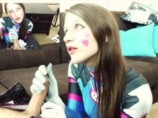 interracial femdom va from overwatch plays with her new joystick until it breaks, handjob on cosplay-4