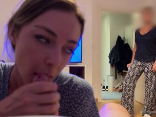 Caught Me Giving A Blowjob To My Boyfriend. We Were Talking And She Watched And He Cum. 1080p-4