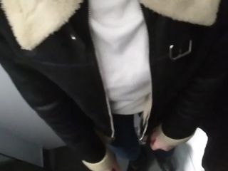 Eleo and Mish in 012 Public Changing Room Risky Blowjob, Cumshot on Black Shirt on public -0