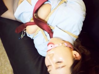 Asian Girls Bound and Gagged china rope bondage shibari ballgag vibrator-9