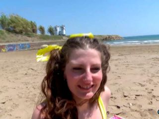 Cute Brunette Babe Tries To Catch Some Sun But Gets Fucked On The Beach -0