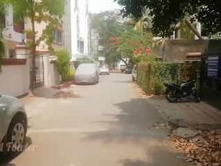 European sluty girl walk in flip flops on indian street-1