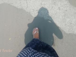 European sluty girl walk in flip flops on indian street-4