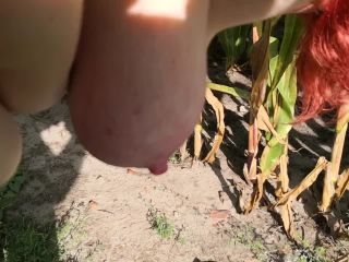 Slap an squeeze my tits in corn field BDSM!-9