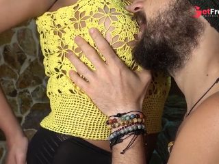 [GetFreeDays.com] Her tits look incredible through this yellow woven blouse. Playing with her boobs n cum on tits Sex Stream March 2023-0