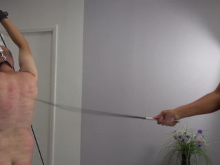 Sexy blond mistressrcedes whip her fat small slave with whip-3