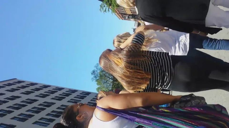 Sexy teen girl walks with her mother