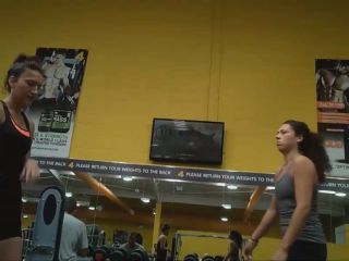 Strong gym girl teaches a hot friend Muscle-4