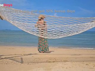 [GetFreeDays.com] Hairy Pussy FLASH on Public Beach  POV No Panties BUTT PLUG Sex Clip February 2023-8