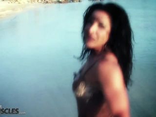 A wet Tracy Daniels getting naked on the beach-1