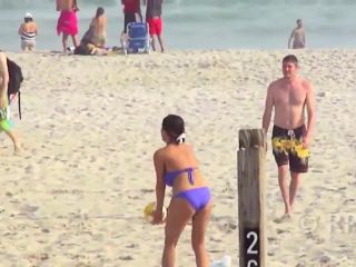 Girl fights To Keep big boobs Inside bikini top but she  lose-0