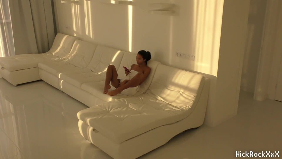 Black Asian Teen Jumping On Red Cock In White Room 1080p